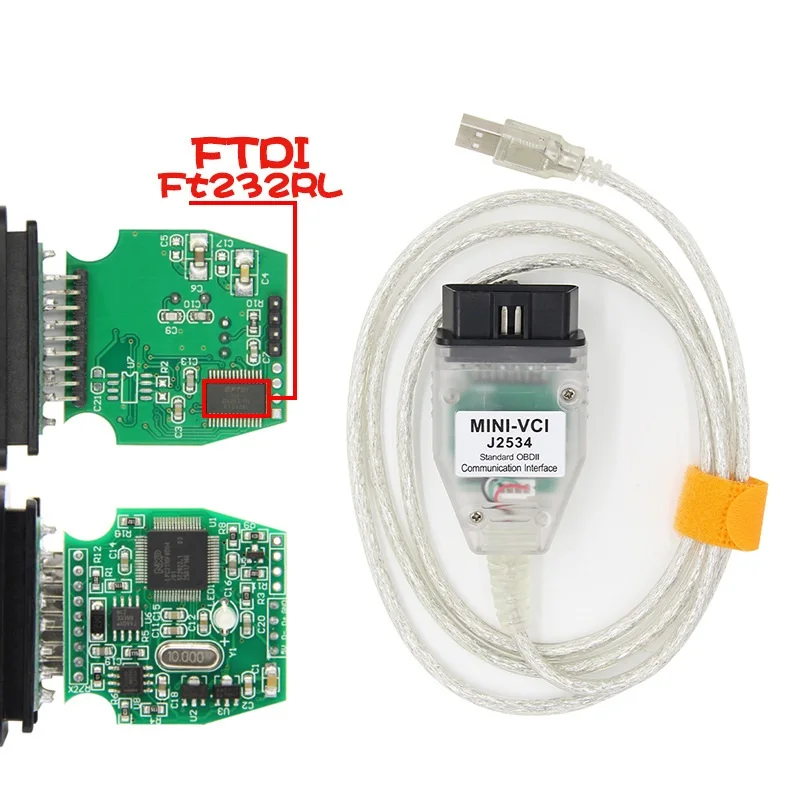 Диагностический мини-разъем для TOYOTA TIS Techstream minivci FTDI для J2534 OBD2 Диагностический кабель автомобильный диагностический автомобильный инструмент K+ может считыватель кодов - Цвет: FT232RL chip
