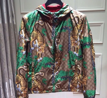 

XXXL 2020 new fashion designer tiger print jacket wind breaker famous for men long sleeve outwear clothing plus size brand