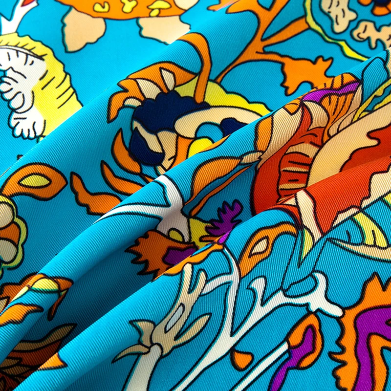 LESIDA Pure Silk Scarf Women Large Shawls Stoles Tree Print Square Scarves Echarpes Foulards Femme Wrap Bandanas 130*130CM 1303 5