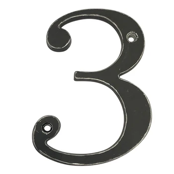 

House Number 101mm Black brushed silver edge Door Sign numer Outdoor Address Mailbox Numbers Modern home Apartment Signs#3