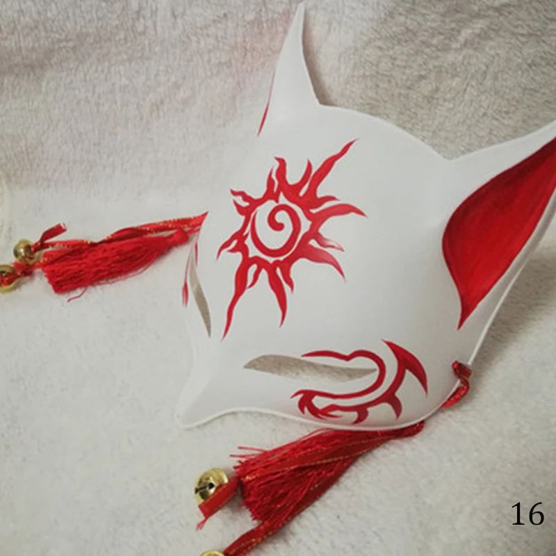 Fox mask 16 Аниме стиль ручная роспись лиса маска реквизит для фотосессии Косплей сценическое шоу прямая трансляция полумаска для мужчин и женщин Танцевальная вечеринка - Цвет: Fox mask 16