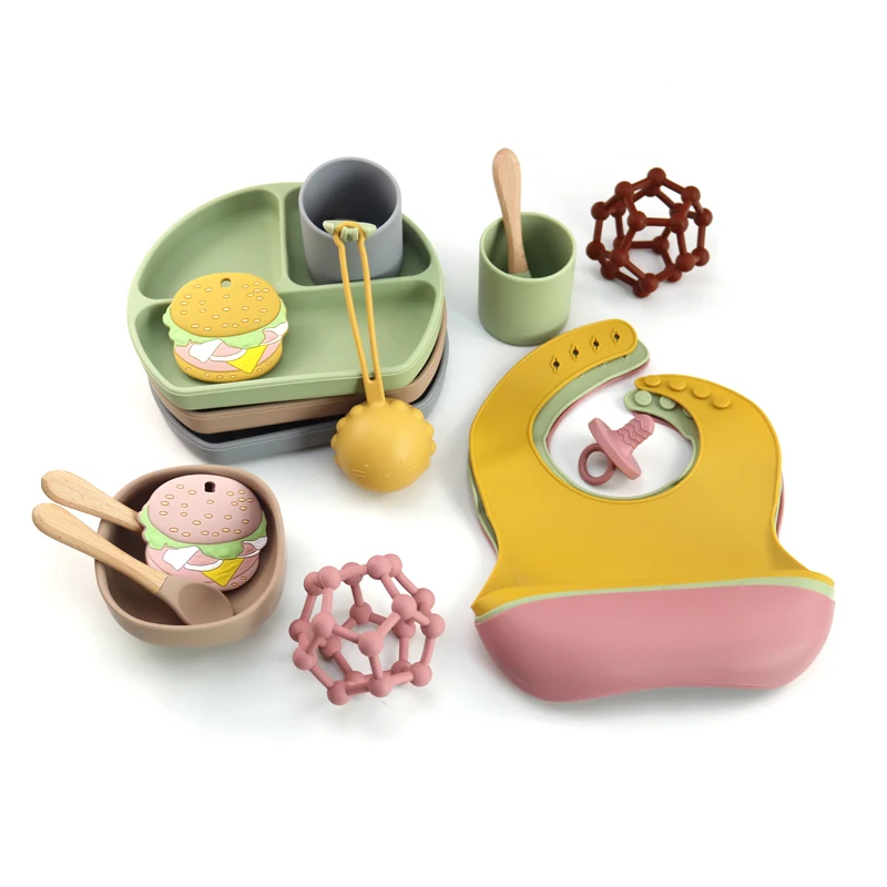 

Factory Wholesale Microwave Safe Toddler Baby Children dinner plate silicone devided plated