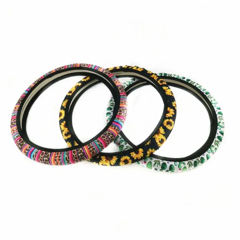 

1pcs Universal Handmade Sunflower Steering Wheel Cover Stretch-on Fabric Steering Wheel Cover