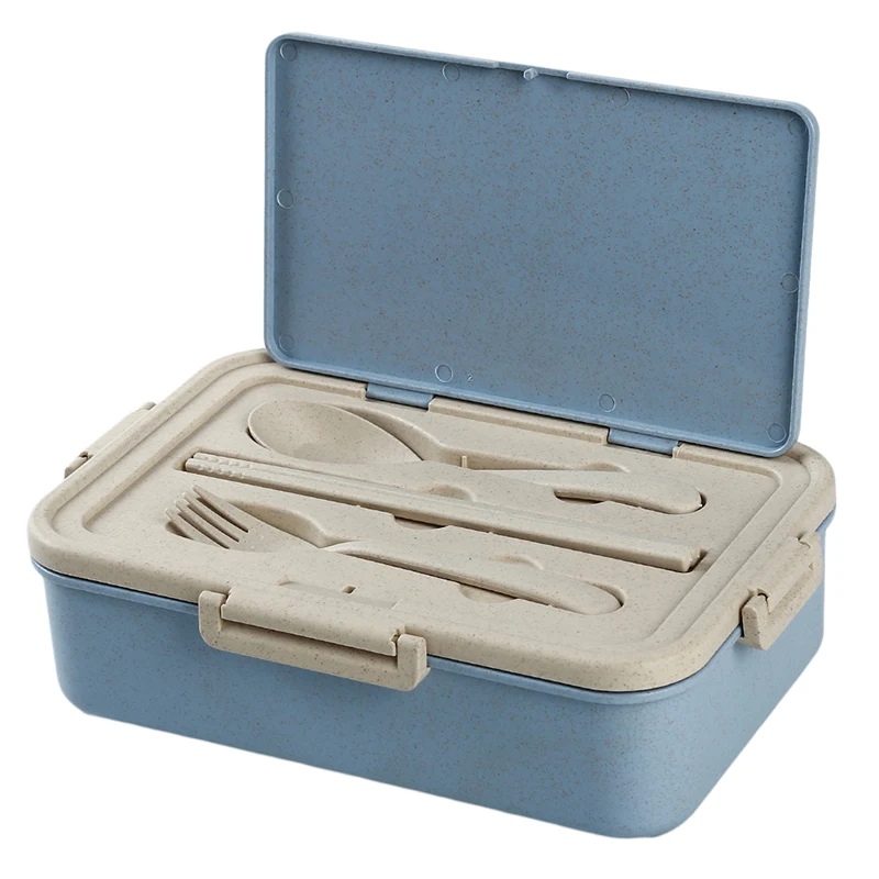 blue Горячая Пшеница микроволновая Bento коробка для пикника суши фруктовые пищевые ящики для хранения контейнеров контейнер Органайзер - Цвет: blue