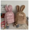 Custom Fluffy Bunny Backpack Korean Mini Backpack For Girls Cute 2022 New Bear Ears Plush Women Backpack Faux Fur Shoulders Bag 1