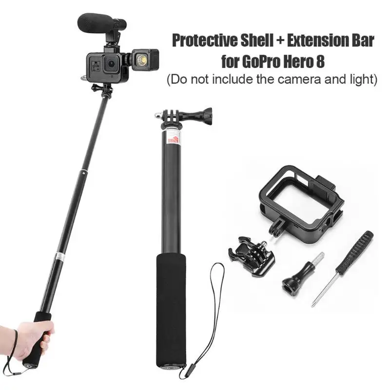 Алюминиевый сплав защитный корпус рамка Крышка+ удлинитель для GoPro Hero 8