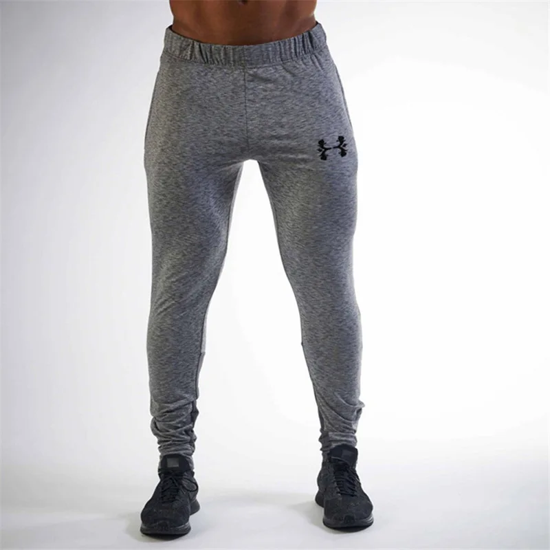 Brand Mens Running Pants Joggers Sweatpants Gym Training Jogging Pants Soccer Leggings Track Pants Fitness Tights Trousers Male - Цвет: Gray