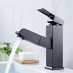 304 Stainless Steel Cold and Hot Faucet Poll Out Bathroom Washbasin Scalable Retractable Mixer Tap Faucet Bathroom Accessories