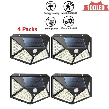

100 LEDs Solar Light Motion Sensor Outdoor Garden Light Decoration Fence Stair Pathway Yard Security Solar Lamp Lighting 4 Modes