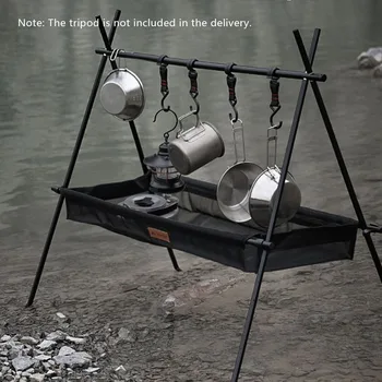 Outdoor Rack Storage Mesh Bag Camping Hiking Tableware Organizer Portable Tripod Bag Water Filter Shelf 4