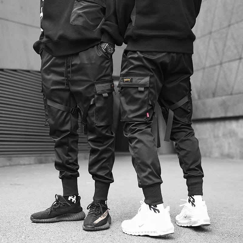 Kpop мотоциклетные брюки хип-хоп модные бегуны мужские черные повседневные брюки harajuku modis pantalones уличная Светоотражающая techwear