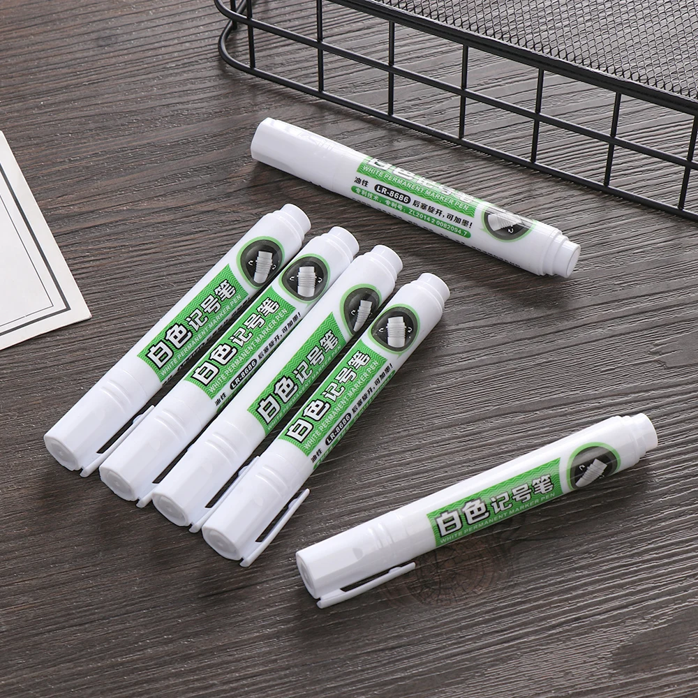 1pc DIY Metal Waterproof Permanent Paint Marker Pens Stationery White 6mm Student Supplies Handwriting Marker Craftwork Pen Oily