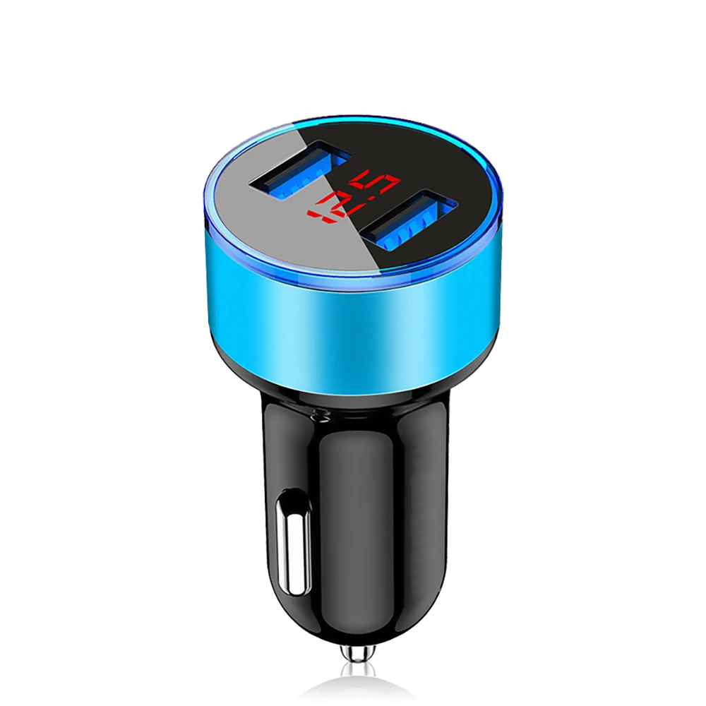 Mini USB Car Charger For iPhone XR 11 Fast Car Phone Chargers Fast Charging With LED Display 3.1A Dual USB Phone Charger in car auto usb charger Car Chargers