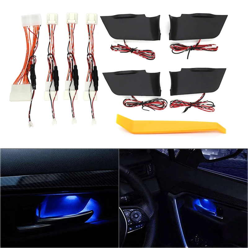 Interior Handle LED Atmosphere Lamp Interior Door Ambient Bowl Lamp Refitting Decoration Light For Toyota RAV4 2019 2020 5th