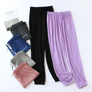 

Spring and summer cotton modal women's trousers solid color thin section large size home pants ladies sleep pants pajama pants