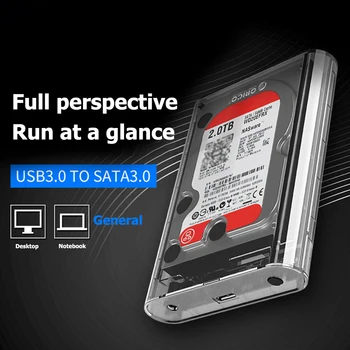 

3.5 inch Enclosure SATA USB 3.0 Hard Drive Case Transparent HDD External SSD Box for Office Caring Computer Supplies