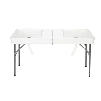 

150 x 60 x 79cm Camping Table Folding Party Ice Table with Tablecloth Collapsible Portable Aluminum Folding Picnic Table