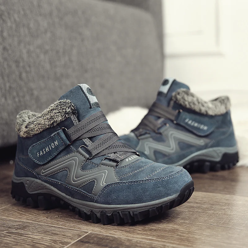Goedkoop Classic Winter Mannen Snowboots Enkel Waterdichte Suede Werk Bont Man Enkellaarsjes Mannen Lederen Mocassin Merk Mannelijke Winter Mannen laarzen