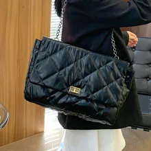 

Big Size Chain Messenger Bags for Women Black Quilted Shoulder Bag Diamond Lattice Crossbody Bag Large Capacity Ladies Handbags