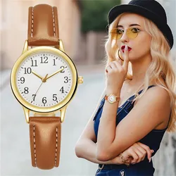 Women Watch Easy To Read Arabic Numerals Simple-dial Digital Watch Leather Strap Quartz Wristwatches Montre Femme Reloj Mujer