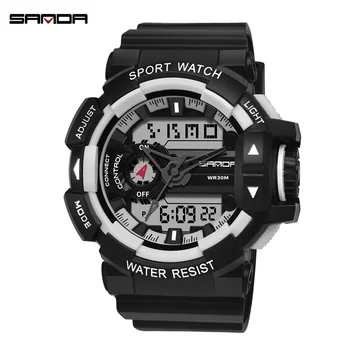 

Sports Men Quartz Watches LED Military Army Analog Dual Display Waterproof Fashion Alarm Clock Men Digital Watches