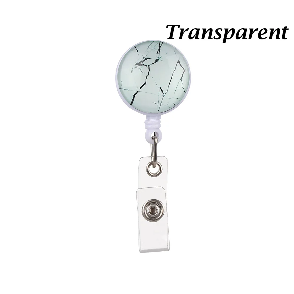 transparent 1 шт. Высокое качество Звездное небо мраморный узор выдвижной значок медсестры катушка Клип IC идентификационная карта держатель пластины дизайн - Цвет: transparent