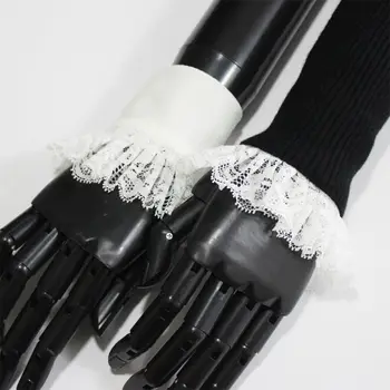 

1Pair Women Sweater Decor Chiffon Fake Sleeves Floral Lace Pleated False Cuffs