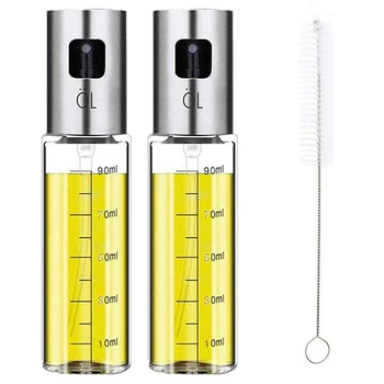 

2Pcs Oil Sprayer Spray Bottle Glass Vinegar Dispenser Mister for Kitchen Salad, Grilling,100Ml with Measurements Scale