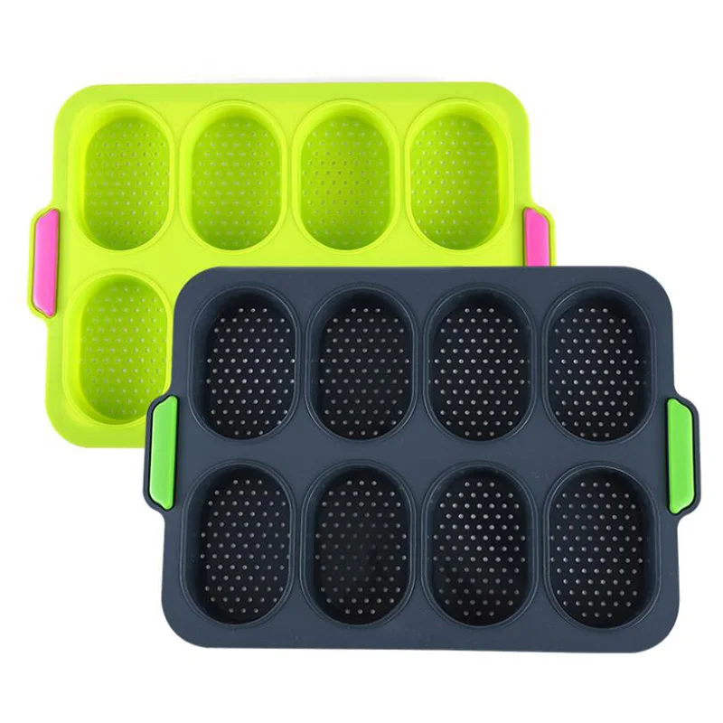 Silicone Bread Baking Mold Non-stick Perforated Fench Bread Forms Tray Baguette Loaf Baking Pan Bakery Tools