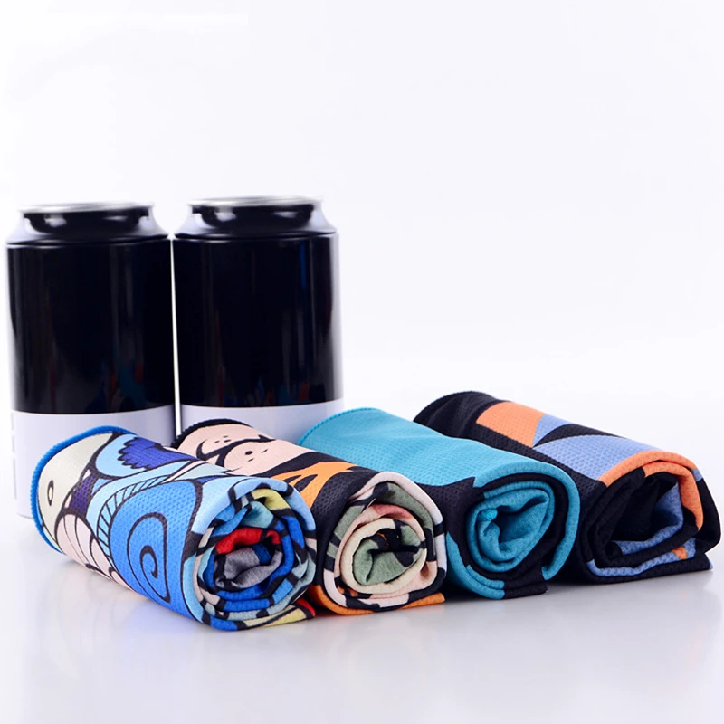 DIY Cool Sport Towel for Running Gym, Sweat Absorbing, Wiping Print, Quick Dry, Ice Cold, Polypropylene Fiber, Customized