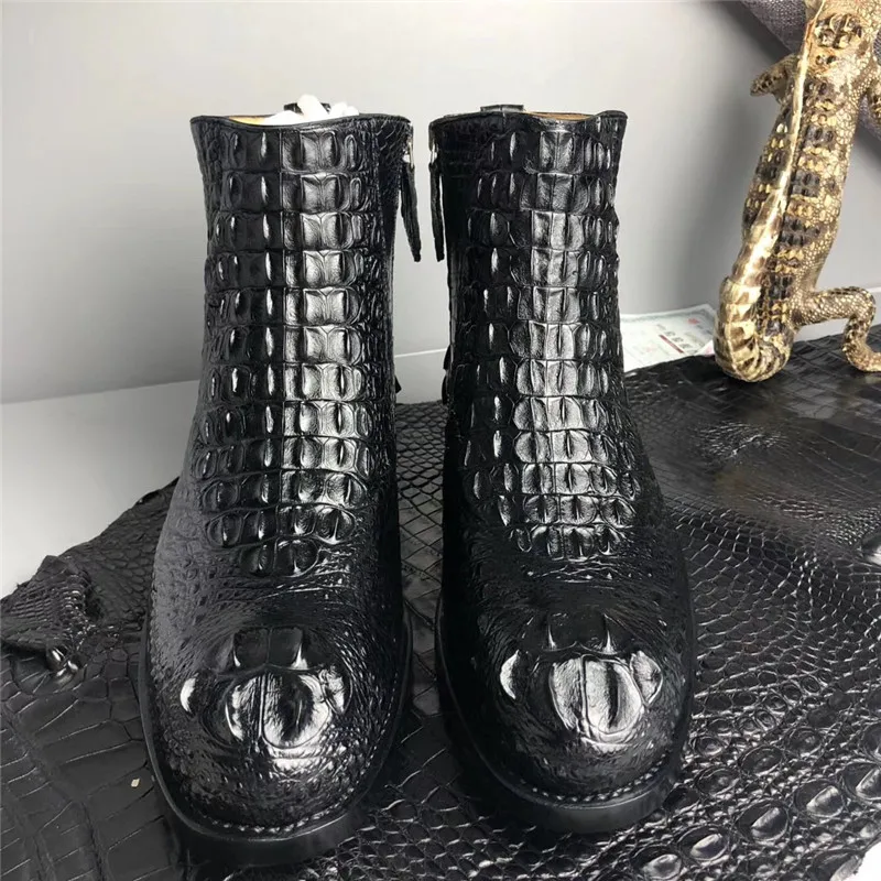 crocodile skin chelsea boots