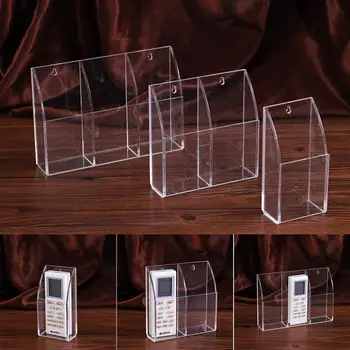 

1/2/3-grid Transparent Acrylic Remote Controller Storage Box Hotel Hanging Wall Mount Rack Makeup Brush Stationery Organizer