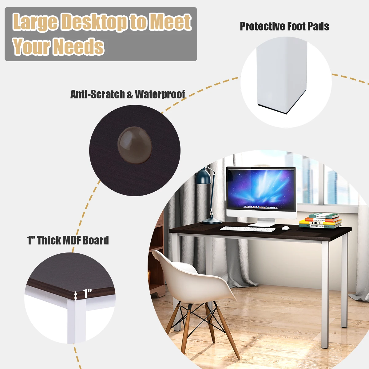 Costway Home Office Desk Computer PC Writing Table Workstation Furniture Wooden Modern Costway Home Office Desk Computer PC Writing Table Workstation Furniture Wooden Modern
