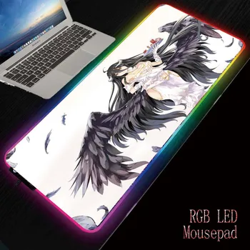 

Overlord Anime RGB Gaming Large Mouse Pad Gamer Led Computer Mousepad Big with Backlight Carpet for Keyboard Desk Mat
