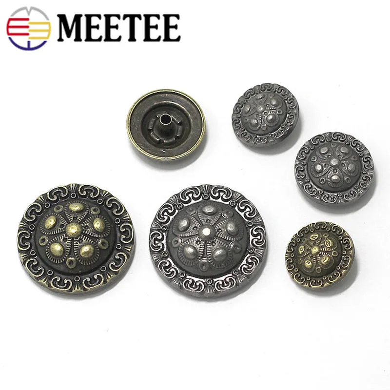 10pcs 15/17/25mm Retro Metal Snap Buttons Fastener Wallet Leather Buckles Clothes Combined Button DIY Garment Accessories D3 7|snap fastener|buttons