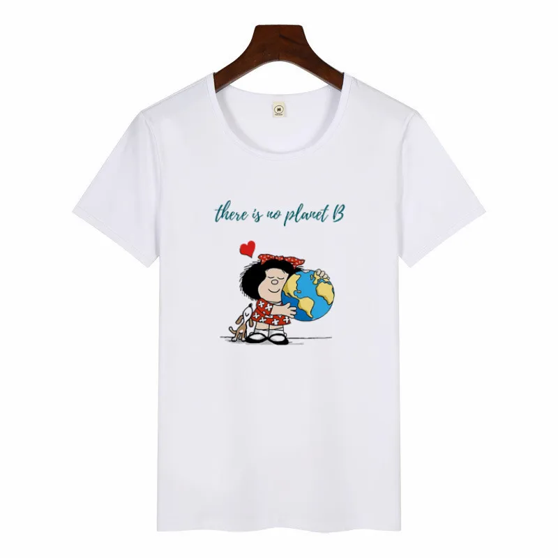 Милая футболка с принтом Toda Mafalda, женские топы с короткими рукавами для девочек, повседневные футболки кавай, модная футболка с круглым вырезом Harajuku