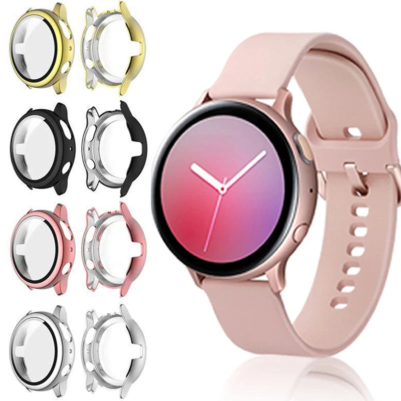 Vetro + Custodia Per Samsung Galaxy Watch Active 2 44Mm/40Mm All Around Cover Paraurti Screen Protector Galaxy Watch Active 2 44Mm 40Mm