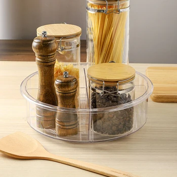

1PC Kitchen Storage Rack Round 360 Storage Holder Seasoning Bottle Rack Plastic kitchen Storage Shelf
