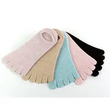 Летние ультратонкие женские носки с пятью пальцами; Короткие хлопковые носки-лодочки с милым носком