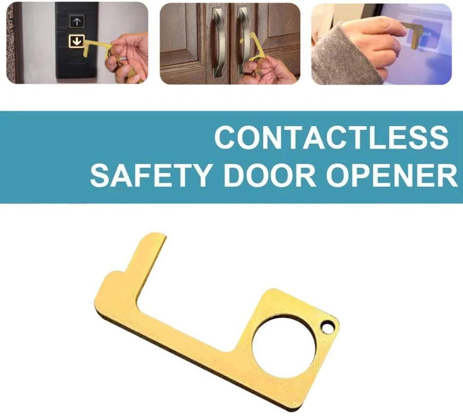 Contactless Hand Hygiene Safety Brass Door Opener EDC Elevator Handle Key Tool 