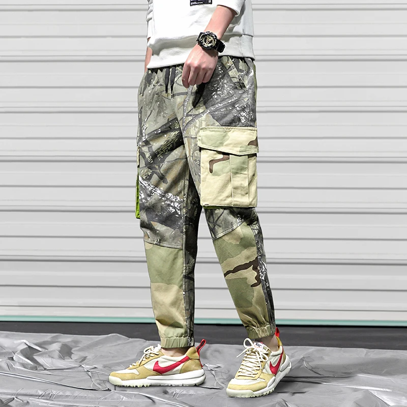 Dark Camouflage FAVOCENT, мужские камуфляжные штаны с боковыми карманами в стиле хип-хоп, повседневные мужские тактические штаны для бега, Модные свободные уличные брюки, M-5XL - Цвет: Dark Camouflage