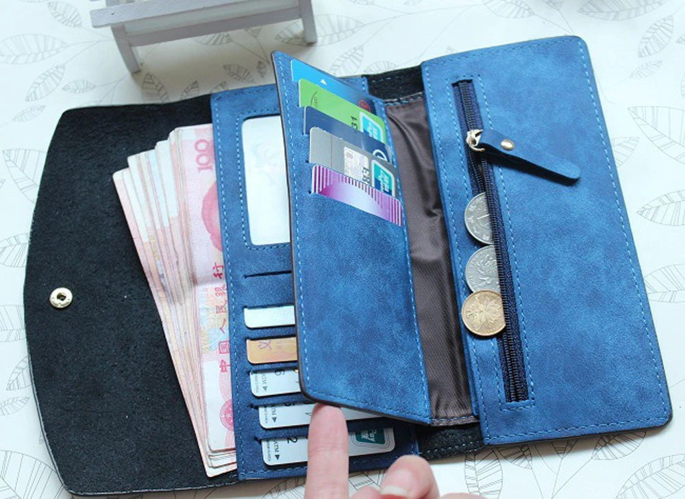 Women Wallets Lady Wristlet Handbags PU Long Money Bag Zipper Coin Purse Cards ID Holder Clutch Wallet Burse Notecase 813