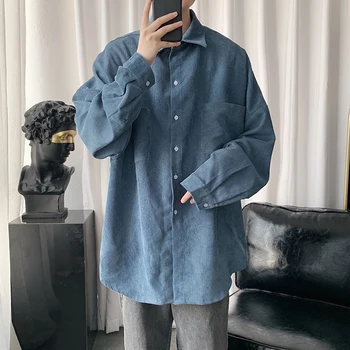 

Men's shirts spring 2020 slim solid color wick long-sleeved shirt loose casual lapel personalized youth men's wear