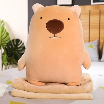 

Cartoon animal shape two in one plush cushion and blanket stuffed plush soft pillows 1*1.7m baby blanket