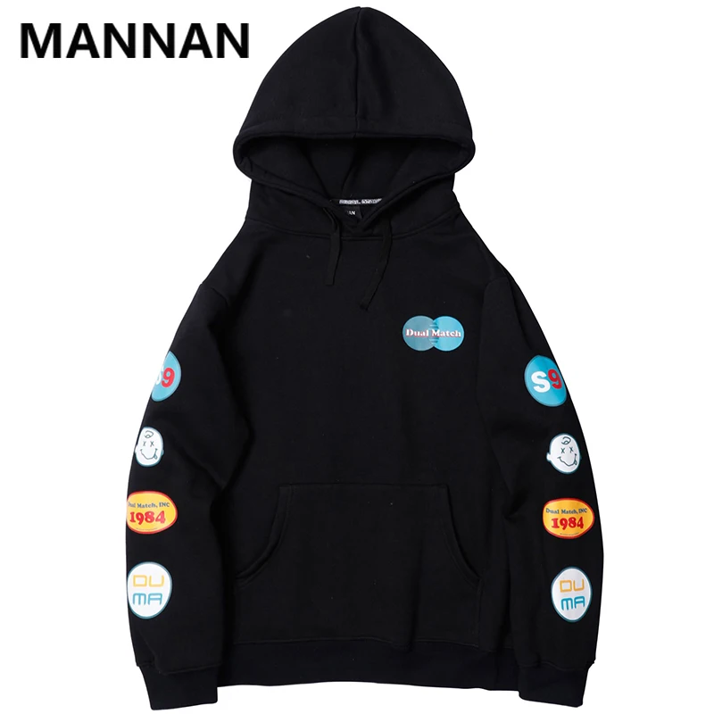 MANNAN рукав граффити Графический Принт толстовки хип хоп Повседневный пуловер с капюшоном толстовки уличная мода Harajuku топы