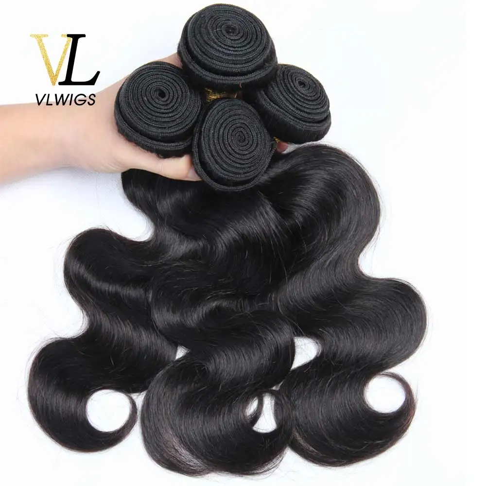 VLwigs бразильские натуральные волосы волнистые пучки Remy 3 шт. 1/3/4 10 " 32" 100%