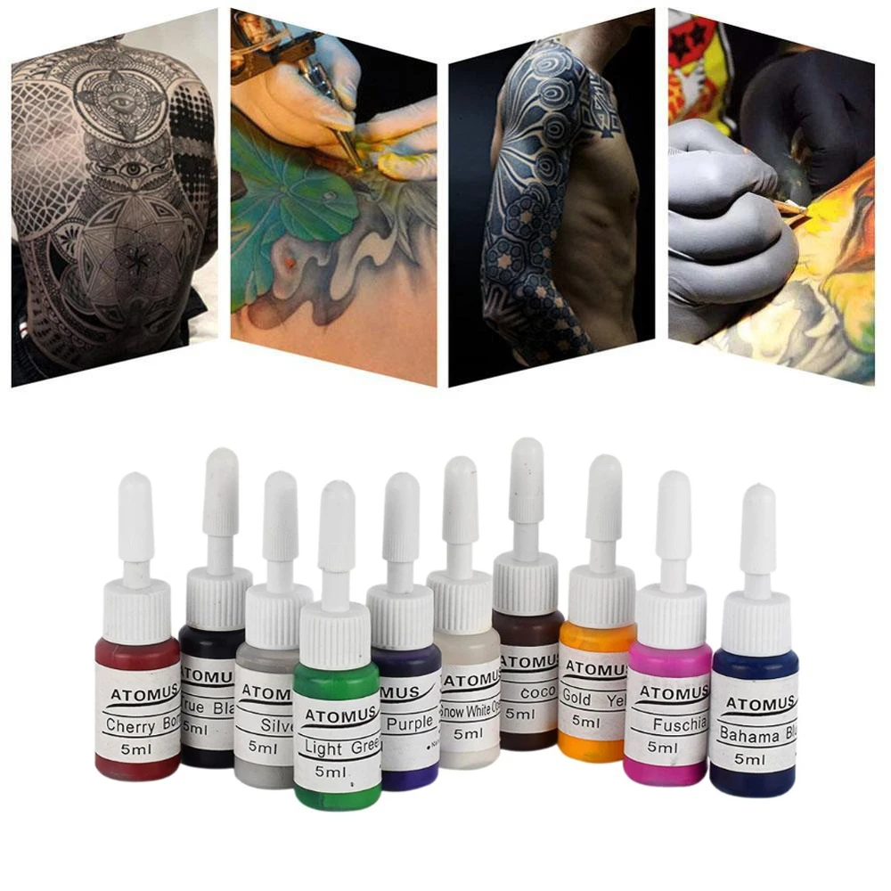 

10pcs/set Professional Multi Colors Tattoo Ink Pigment Set Kits 5ml Beauty Makeup Paints Bottles Tools Body Art Accessory