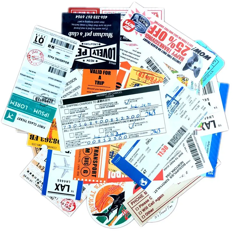 

28 Waterproof Boarding Pass Creative DIY Waterproof Notebook Stickers Suitcase Motorcycle Toy Stickers