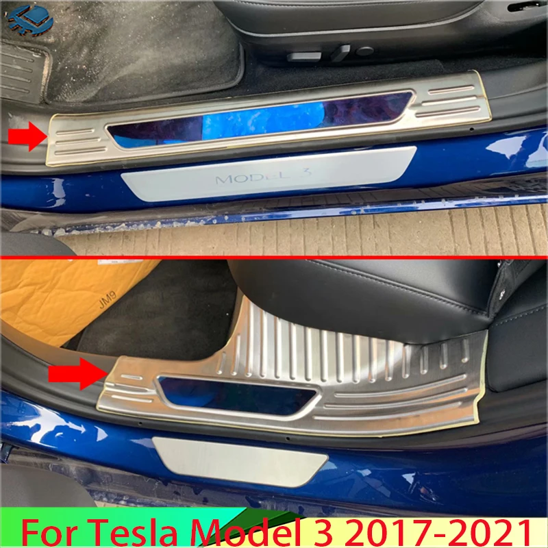 Автомобильные аксессуары для Tesla Model 3 2017-2021 внутренняя панель порога из