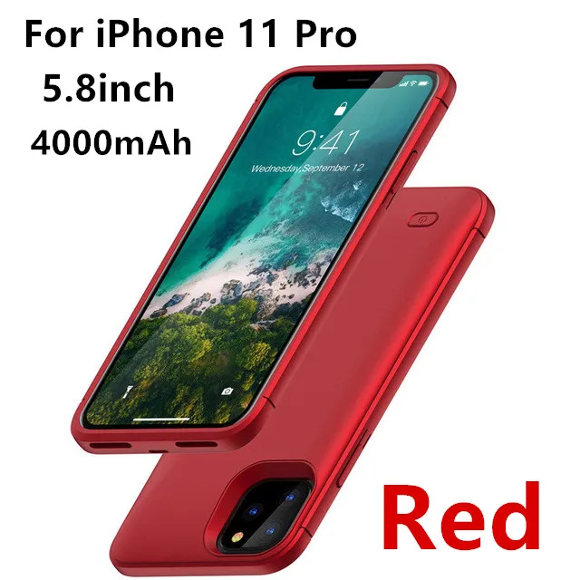 Чехол для зарядки аккумулятора s 4000 мАч для iPhone 11 Pro, чехол для аккумулятора для iPhone 11 Pro Max, чехол для зарядки аккумулятора s - Цвет: Red For 11 Pro